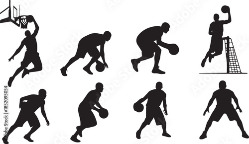 Basketball player silhouettes collection for sports art