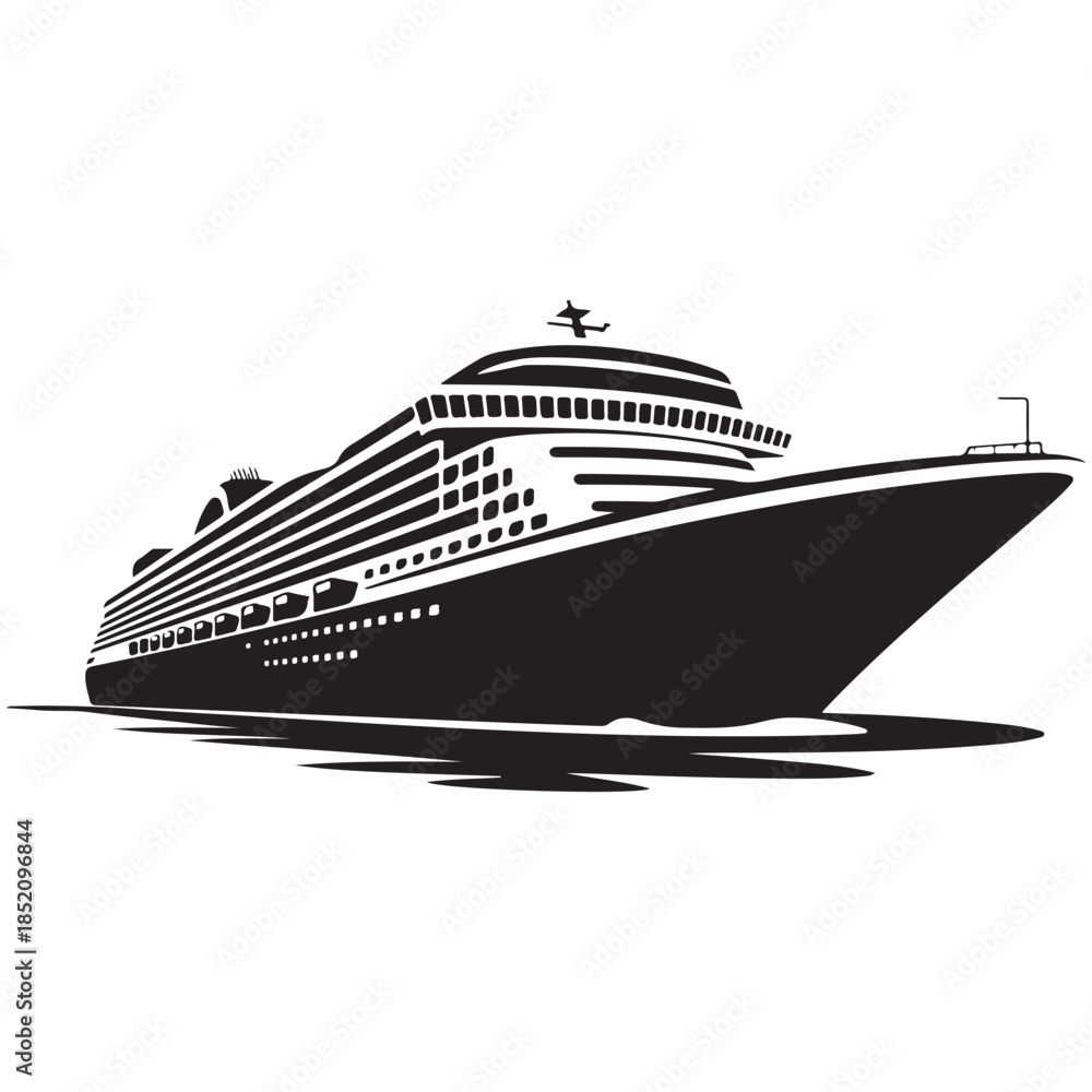 Fototapeta premium A big luxury cruise ship passenger liner and nautical vessel isolated on white for summer travel and ocean vacation transportation on the sea.