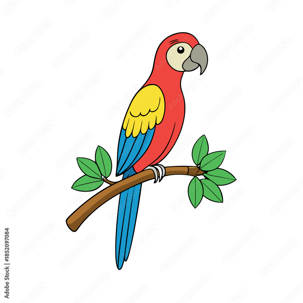 Fototapeta premium Colorful-parrot-perched-on-a-tropical-tree-branch 