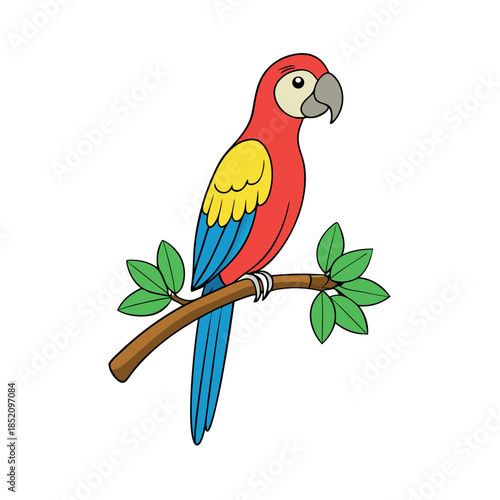 Colorful-parrot-perched-on-a-tropical-tree-branch 