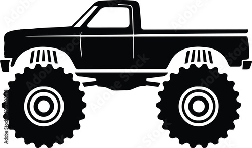 truck monster truck silhouette vector with oversized tires