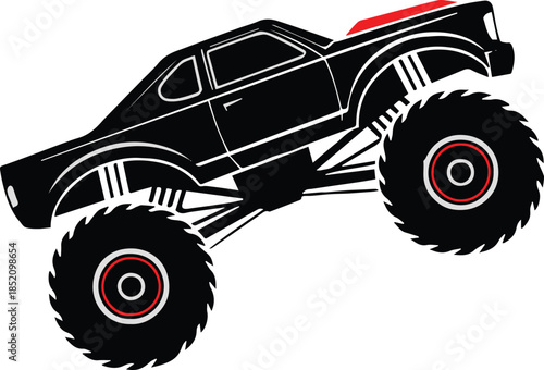 truck black and white monster truck graphic for print use