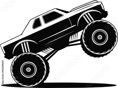 truck offroad vehicle silhouette with raised suspension and motion