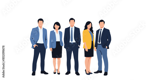 A diverse team of confident business people standing together, representing a professional and successful corporate workforce.