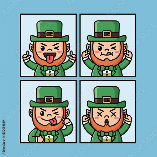 Four leprechaun characters in different poses and expressions.