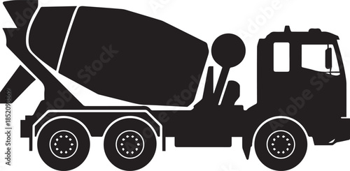 truck concrete mixer silhouette vector for construction site