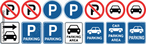 parking sign collection road traffic regulatory directional icons
