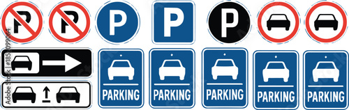 parking signs vector set traffic and road symbol icons