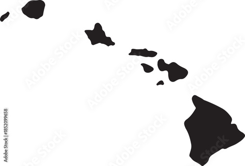  Hawaiian Islands black silhouette vector showing simple flat outline of islands for geographic visuals