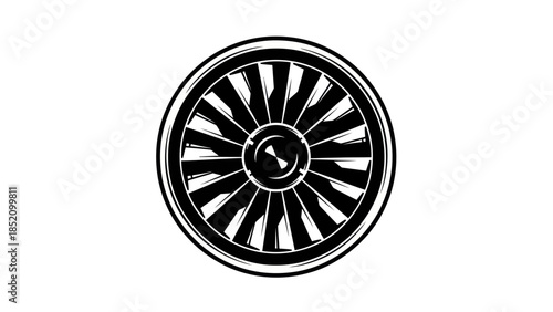 Jet Engine Turbine Fan Blades Detailed Close Up Illustration.