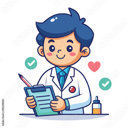 funny cartoon doctor with syringe illustration