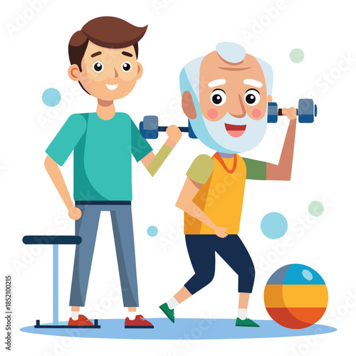 Boy and girl children playing football cartoon illustration