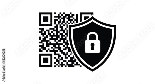 Security shield and qr code graphic a modern symbol for data protection silhouette