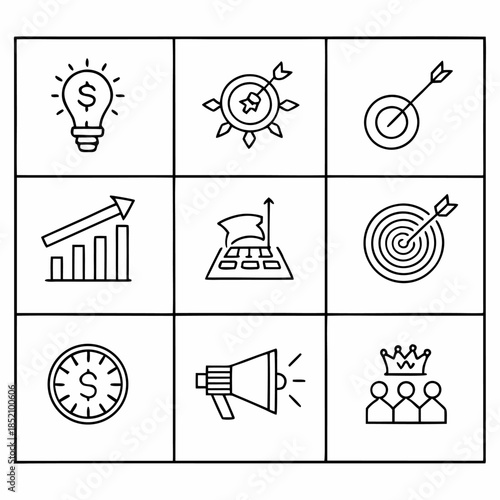 Startup Line Icons – Minimal Business Strategy Vector Set
A professional startup and business strategy icon set designed in minimalist line style with editable strokes. Ideal for entrepreneurs.
