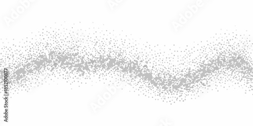 A sweeping abstract line of tiny dots against a stark white background