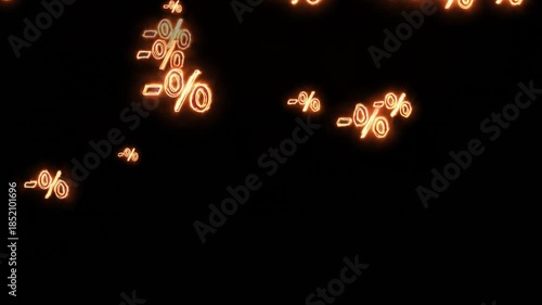 Alpha channel is included. Black Friday. Burning percentages. Greater discounts (dumping, %, percentages, purchase, sale). 3D animation. Quick Time, codec: PNG, 16-bit color, highest quality.  3D