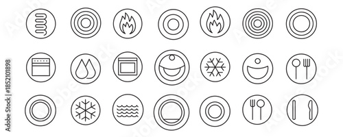Minimalist icons for cooking, food, and kitchen tools