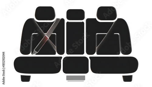Car seat belt safety illustration with three passengers