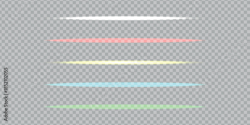Colorful glowing lines isolated on transparent background png
