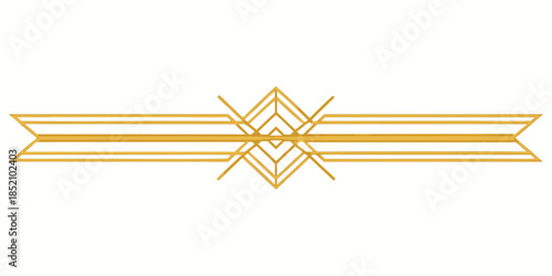Golden geometric ornamental divider, vector