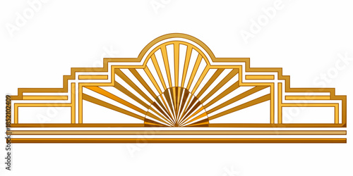 Elegant Art Deco golden sunburst design element, vector