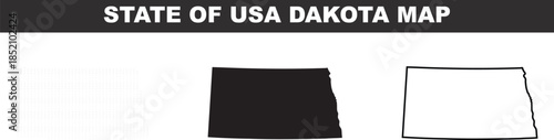 United States Dakota Map Outline Vector Illustration Geographic Shape Design