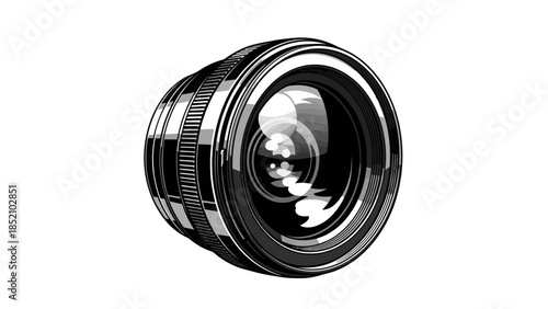 Detailed Close-up Illustration of a Camera Lens.