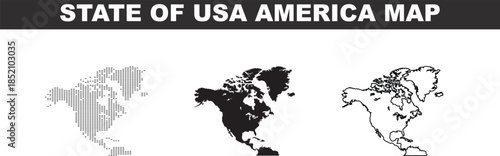 United States Map Collection Vector Illustration Isolated America Continent Shapes Design