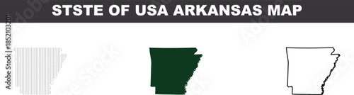 Arkansas State Map Vector Illustration Isolated On White Background, Usa Region Geography Design Element
