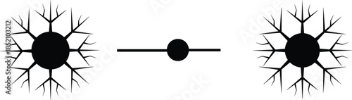 Abstract cracked glass symmetry, shattered window impact concept, broken screen texture, minimal black design, collision force illustration, isolated white background, for modern technology visuals