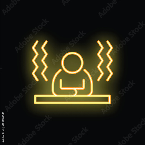 Person suffering from heat stroke neon sign on black background