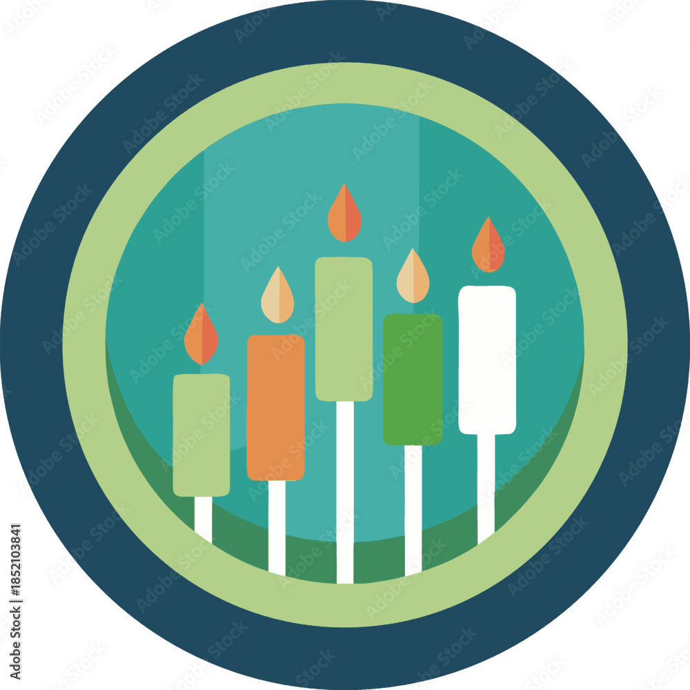 Obraz premium Colorful candles in a circular frame isolated on white background