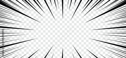 Dynamic comic book speed lines effect with transparent background for motion graphics