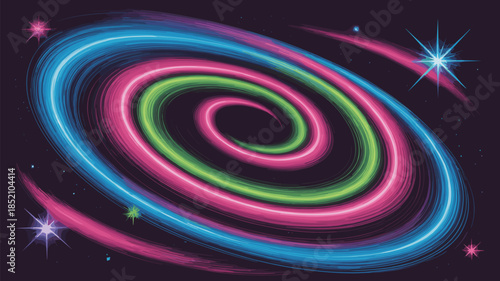 Abstract Galaxy Spiral Colorful Swirl Illustration Space Vector