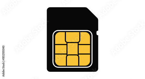Black microsd card with golden contacts a digital storage device silhouette