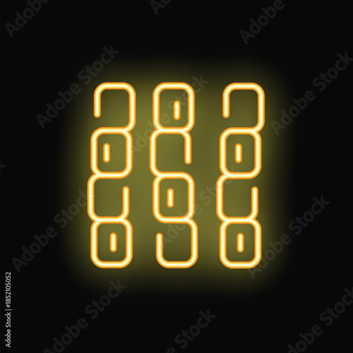 Yellow neon sign illuminating three corn cobs against a black background, creating a vibrant and eye catching image