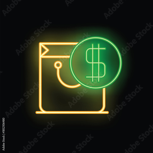 Neon sign representing online shopping with dollar sign, symbolizing e commerce and digital payment