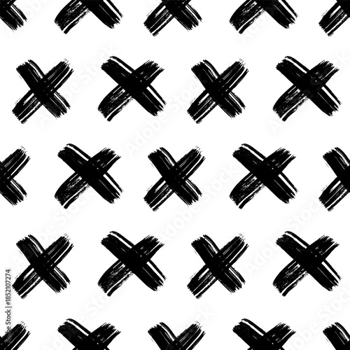 Seamless pattern with hand drawn cross symbols