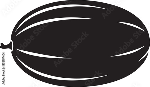 Black silhouette of a watermelon simple vector illustration representing summer fruit and healthy food isolated on white background