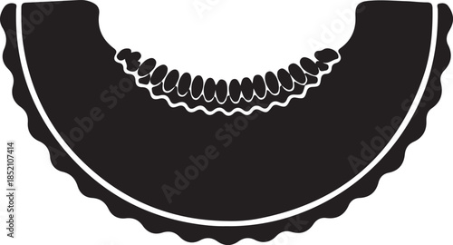 Black silhouette of a melon slice with seeds simple vector illustration for food and beverage concepts isolated on white background