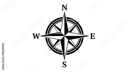 Classic Compass Rose Symbol for Navigation and Direction.