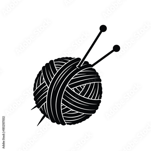 A yarn ball silhouette vector art illustration