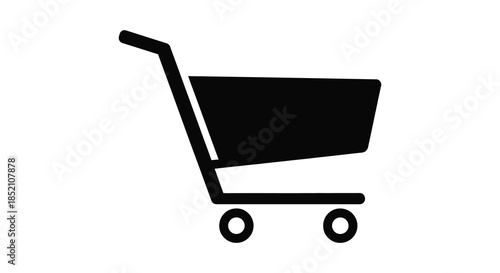 Simple black shopping cart icon design isolated on white background a striking silhouette