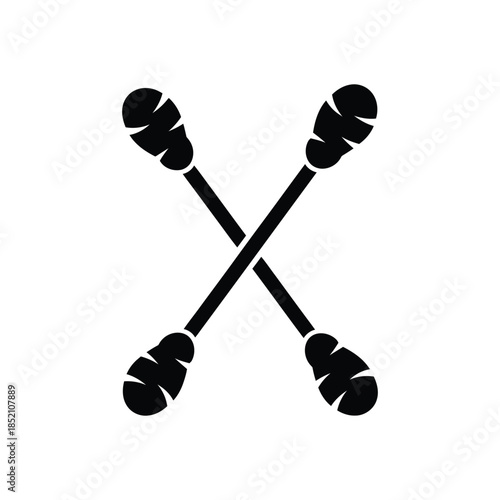 Two cotton swabs silhouette vector art illustration