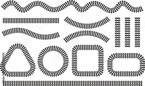 Black zigzag dashed outline shapes and borders set. Wavy, rounded and geometric frames made from repeating line segments. Versatile abstract elements for UI, infographics and modern graphic design.