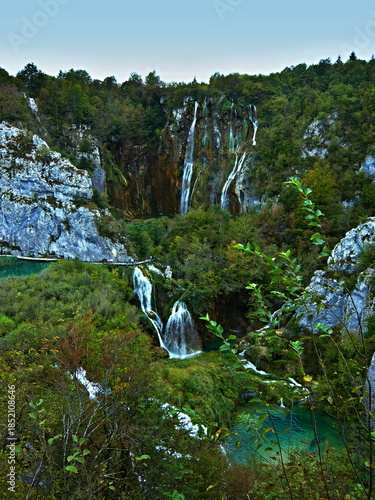 Croatia-view of a waterfalls in the Plitvice Lakes National Park