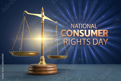 National Consumer Rights Day symbolizing justice, law, and fairness.