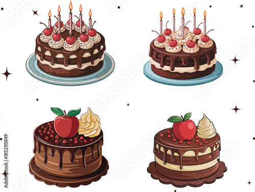 Birthday cake vector, Beautiful Birthday Cake Silhouette Vector Illustration