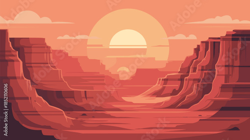 Sunset Landscape With Grand Canyon Background