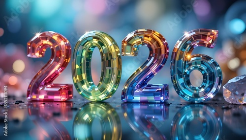 displaying 2026 image in crystal colourfull design